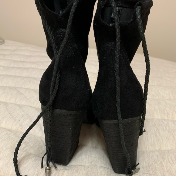 Dolce Vita Black Suede Tie Ankle Boots 8.5 - Picture 9 of 12